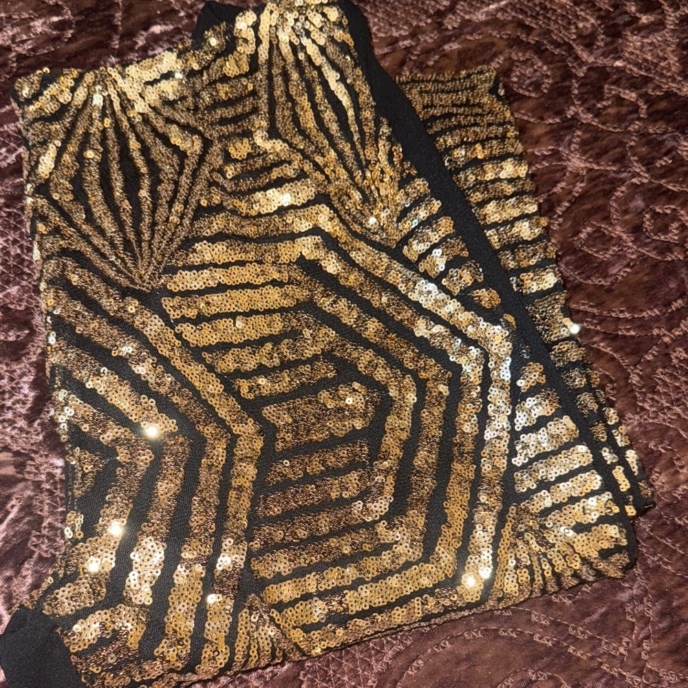 Gold and Black Wide Leg Pants - Picture 14 of 16
